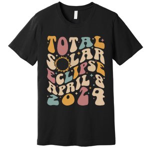 Retro Groovy Total Solar Eclipse Shirts April 08 2024 Premium T-Shirt