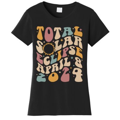 Retro Groovy Total Solar Eclipse Shirts April 08 2024 Women's T-Shirt