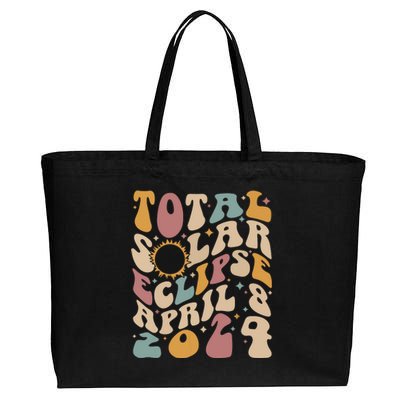 Retro Groovy Total Solar Eclipse Shirts April 08 2024 Cotton Canvas Jumbo Tote