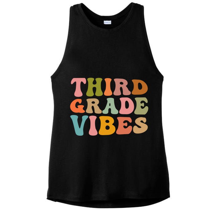 Retro Groovy Third Grade Vibes 3Rd Grade First Day Of School Gift Ladies PosiCharge Tri-Blend Wicking Tank