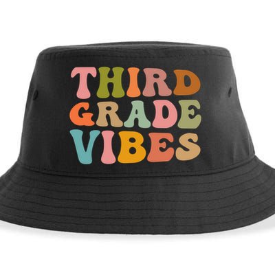 Retro Groovy Third Grade Vibes 3Rd Grade First Day Of School Gift Sustainable Bucket Hat