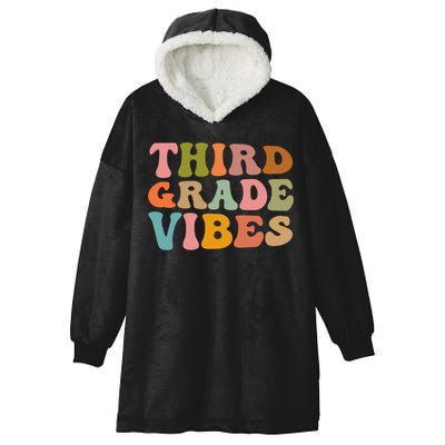 Retro Groovy Third Grade Vibes 3Rd Grade First Day Of School Gift Hooded Wearable Blanket