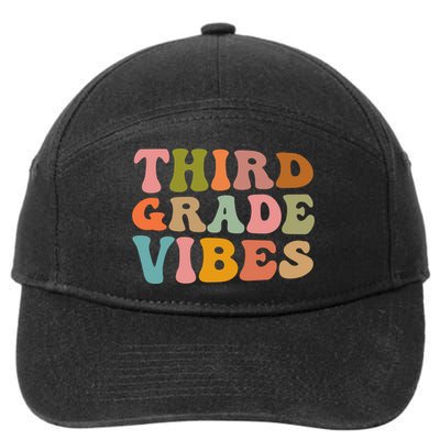 Retro Groovy Third Grade Vibes 3Rd Grade First Day Of School Gift 7-Panel Snapback Hat