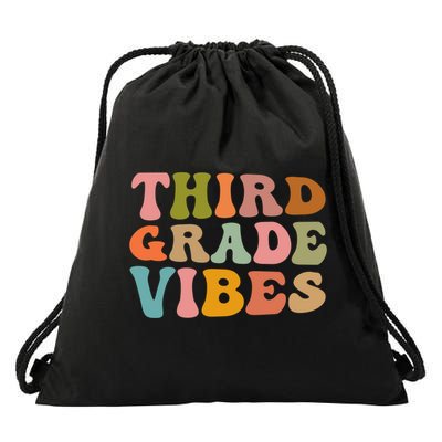 Retro Groovy Third Grade Vibes 3Rd Grade First Day Of School Gift Drawstring Bag