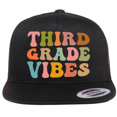 Retro Groovy Third Grade Vibes 3Rd Grade First Day Of School Gift Flatbill Hat