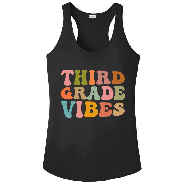 Retro Groovy Third Grade Vibes 3Rd Grade First Day Of School Gift Ladies PosiCharge Competitor Racerback Tank