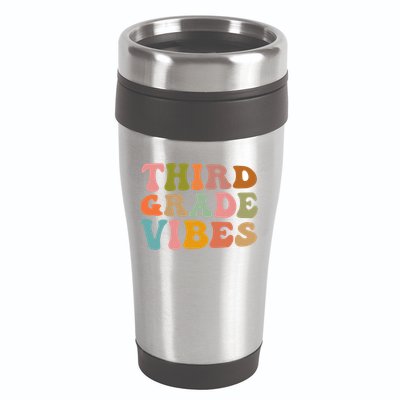 Retro Groovy Third Grade Vibes 3Rd Grade First Day Of School Gift 16oz Travel Tumbler