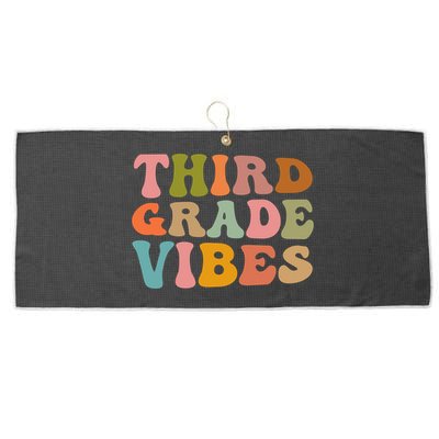 Retro Groovy Third Grade Vibes 3Rd Grade First Day Of School Gift Large Microfiber Waffle Golf Towel