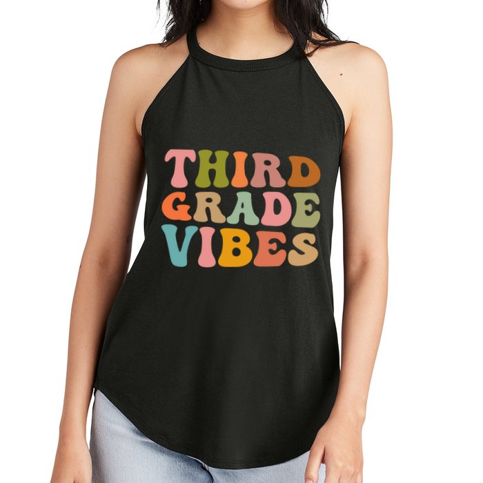 Retro Groovy Third Grade Vibes 3Rd Grade First Day Of School Gift Women's Perfect Tri Rocker Tank