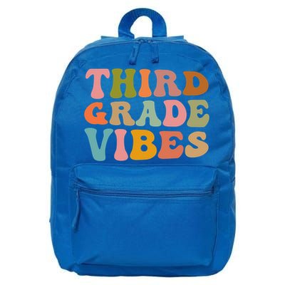 Retro Groovy Third Grade Vibes 3Rd Grade First Day Of School Gift 16 in Basic Backpack