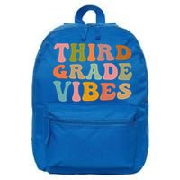 Retro Groovy Third Grade Vibes 3Rd Grade First Day Of School Gift 16 in Basic Backpack
