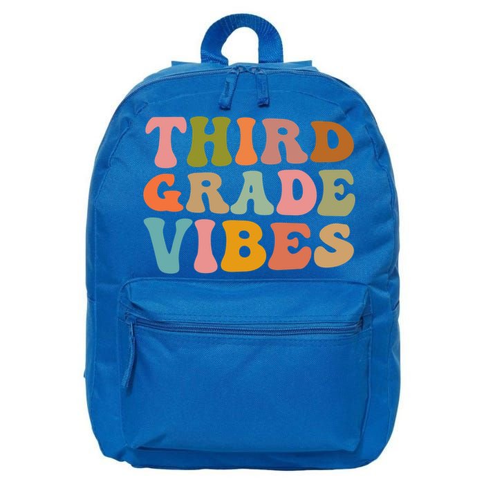 Retro Groovy Third Grade Vibes 3Rd Grade First Day Of School Gift 16 in Basic Backpack