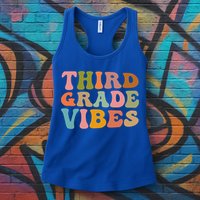 Retro Groovy Third Grade Vibes 3Rd Grade First Day Of School Gift Womens Tank Top