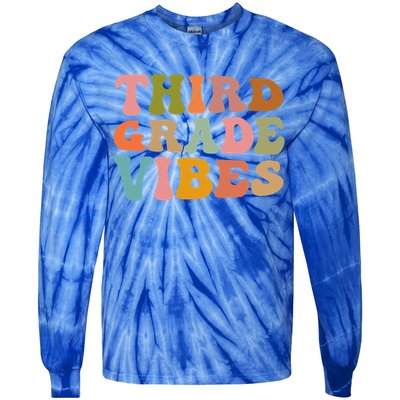 Retro Groovy Third Grade Vibes 3Rd Grade First Day Of School Gift Tie-Dye Long Sleeve Shirt