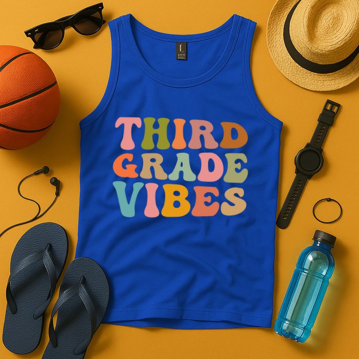 Retro Groovy Third Grade Vibes 3Rd Grade First Day Of School Gift Tank Top