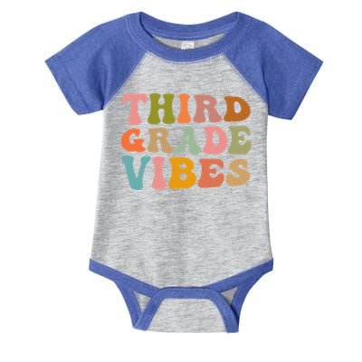 Retro Groovy Third Grade Vibes 3Rd Grade First Day Of School Gift Infant Baby Jersey Bodysuit