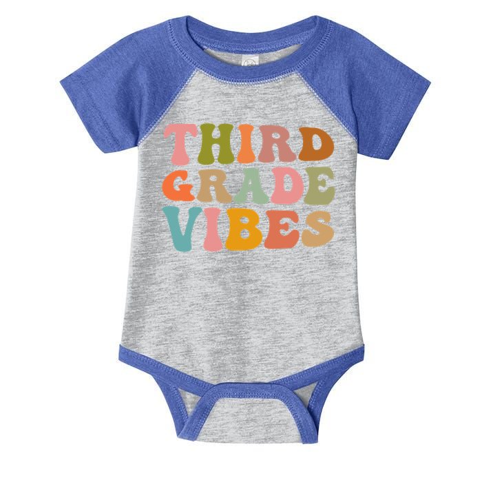 Retro Groovy Third Grade Vibes 3Rd Grade First Day Of School Gift Infant Baby Jersey Bodysuit