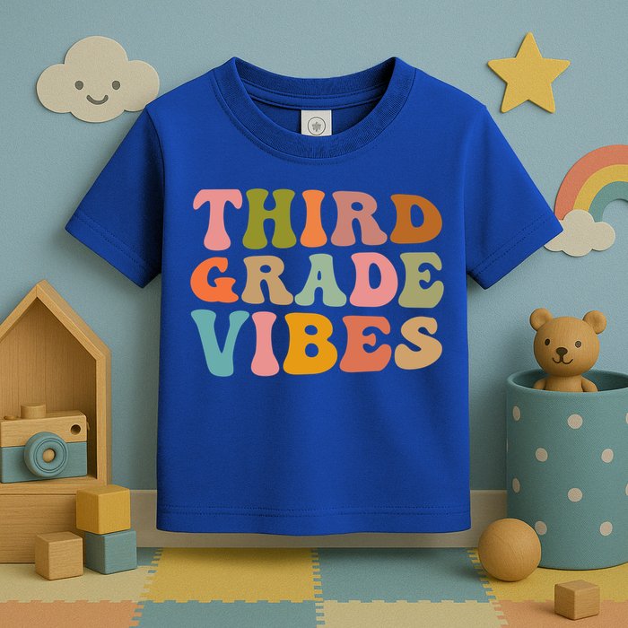 Retro Groovy Third Grade Vibes 3Rd Grade First Day Of School Gift Toddler T-Shirt