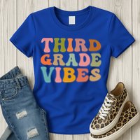 Retro Groovy Third Grade Vibes 3Rd Grade First Day Of School Gift Womens T-Shirt