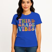 Retro Groovy Third Grade Vibes 3Rd Grade First Day Of School Gift Womens T-Shirt