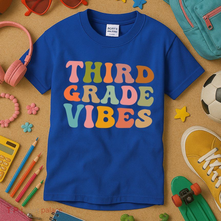 Retro Groovy Third Grade Vibes 3Rd Grade First Day Of School Gift Kids T-Shirt