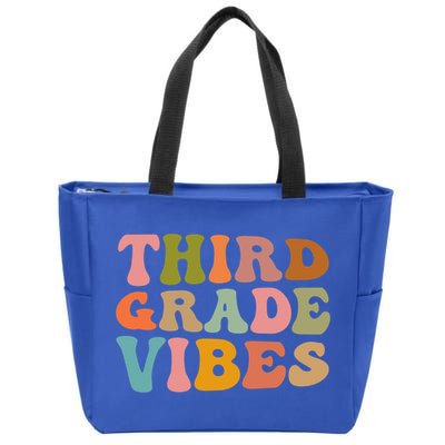 Retro Groovy Third Grade Vibes 3Rd Grade First Day Of School Gift Zip Tote Bag