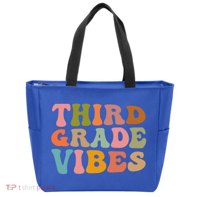 Retro Groovy Third Grade Vibes 3Rd Grade First Day Of School Gift Zip Tote Bag