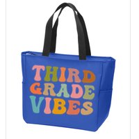 Retro Groovy Third Grade Vibes 3Rd Grade First Day Of School Gift Zip Tote Bag