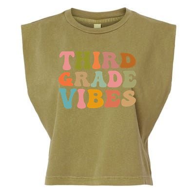 Retro Groovy Third Grade Vibes 3Rd Grade First Day Of School Gift Garment-Dyed Women's Muscle Tee