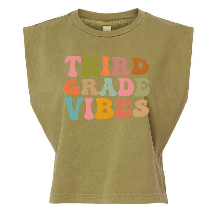 Retro Groovy Third Grade Vibes 3Rd Grade First Day Of School Gift Garment-Dyed Women's Muscle Tee