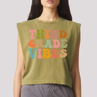 Retro Groovy Third Grade Vibes 3Rd Grade First Day Of School Gift Garment-Dyed Women's Muscle Tee