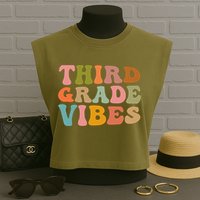 Retro Groovy Third Grade Vibes 3Rd Grade First Day Of School Gift Garment-Dyed Women's Muscle Tee