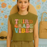 Retro Groovy Third Grade Vibes 3Rd Grade First Day Of School Gift Garment-Dyed Women's Muscle Tee
