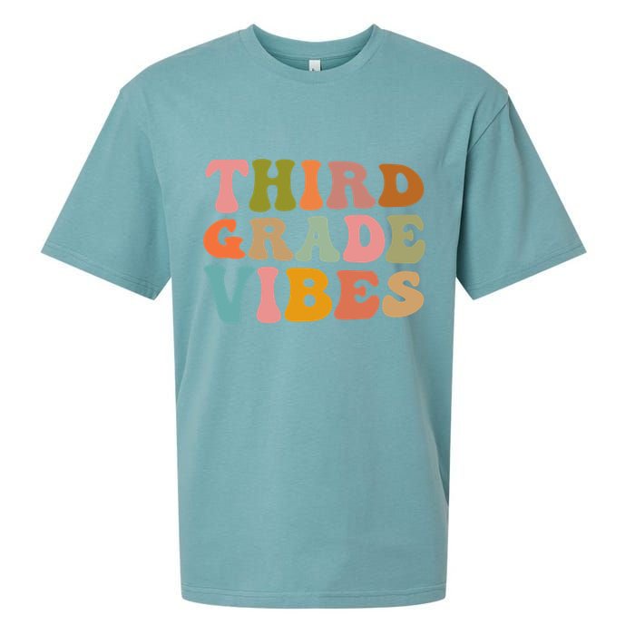 Retro Groovy Third Grade Vibes 3Rd Grade First Day Of School Gift Sueded Cloud Jersey T-Shirt