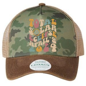 Retro Groovy Total Solar Eclipse April 08 2024 Legacy Tie Dye Trucker Hat