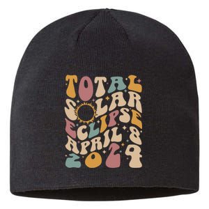 Retro Groovy Total Solar Eclipse April 08 2024 Sustainable Beanie