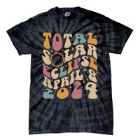 Retro Groovy Total Solar Eclipse April 08 2024 Tie-Dye T-Shirt