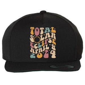 Retro Groovy Total Solar Eclipse April 08 2024 Wool Snapback Cap