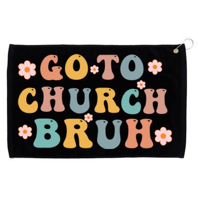 Retro Go To Church Bruh Meme Funny Church Jesus Christian Grommeted Golf Towel