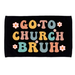 Retro Go To Church Bruh Meme Funny Church Jesus Christian Microfiber Hand Towel