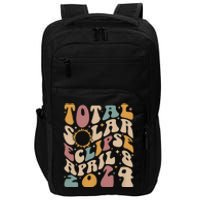 Retro Groovy Total Solar Eclipse April 08 2024 Impact Tech Backpack