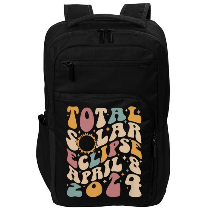 Retro Groovy Total Solar Eclipse April 08 2024 Impact Tech Backpack