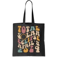 Retro Groovy Total Solar Eclipse April 08 2024 Tote Bag