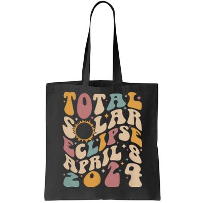 Retro Groovy Total Solar Eclipse April 08 2024 Tote Bag