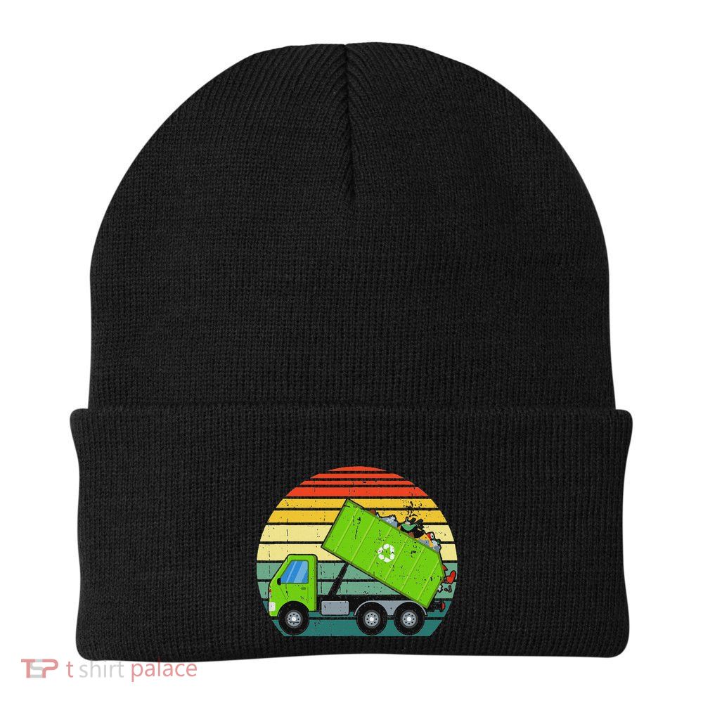 Retro Garbage Truck Waste Management Knit Cap Winter Beanie