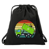 Retro Garbage Truck Waste Management Drawstring Bag