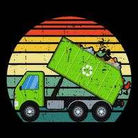 Retro Garbage Truck Waste Management Drawstring Bag