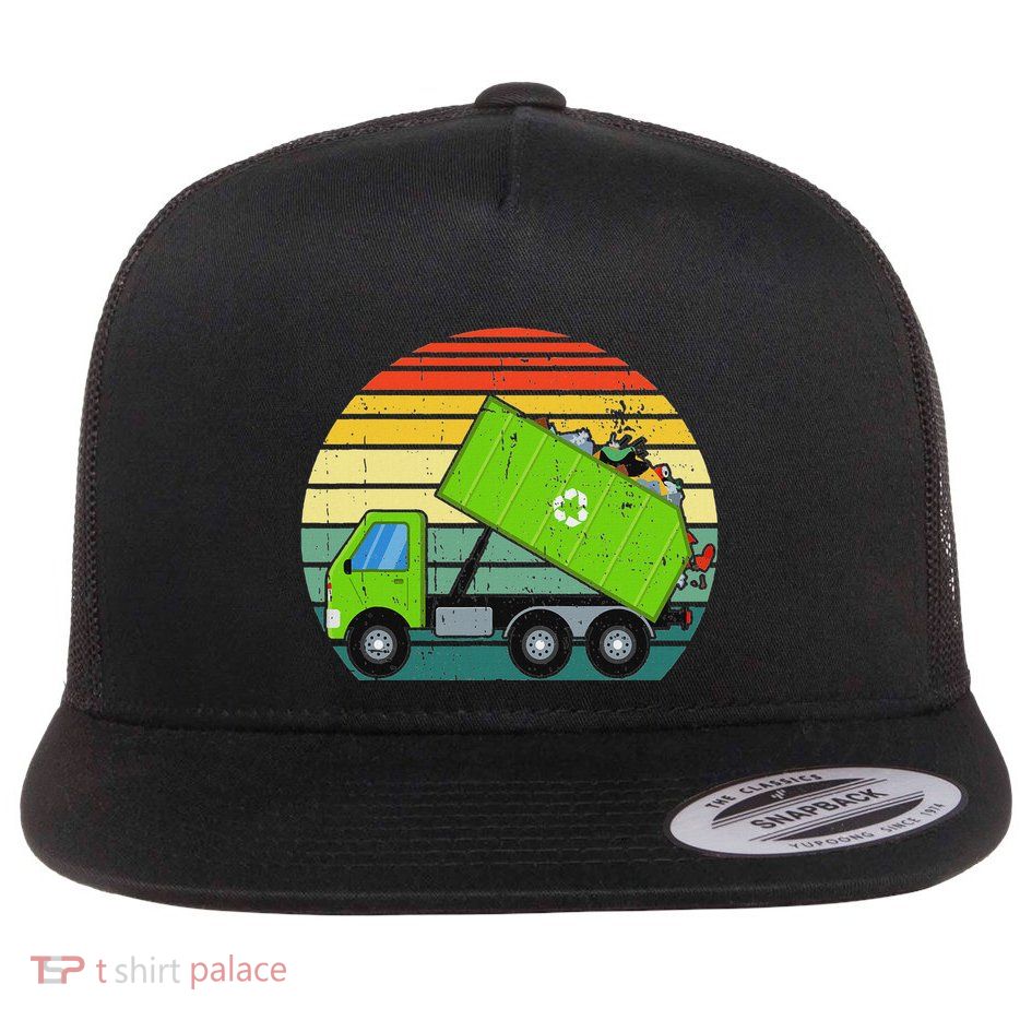 Retro Garbage Truck Waste Management Flatbill Hat