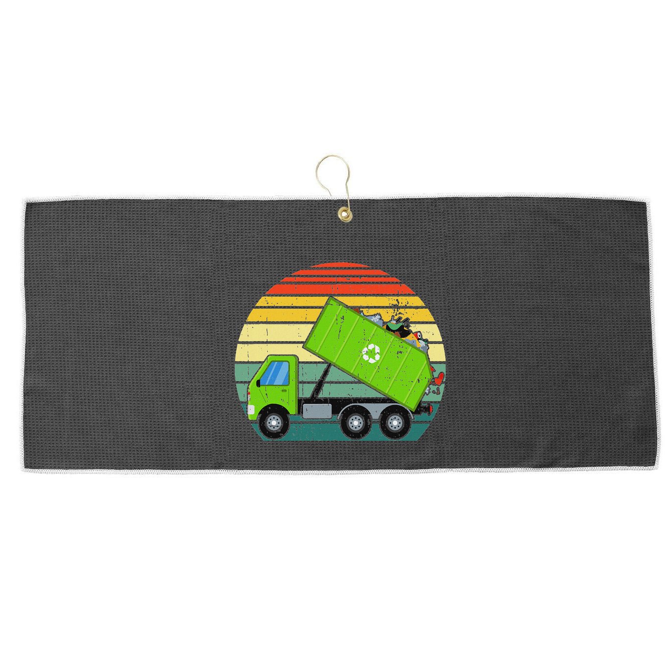 Retro Garbage Truck Waste Management Large Microfiber Waffle Golf Towel