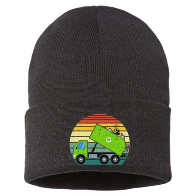 Retro Garbage Truck Waste Management Sustainable Knit Beanie